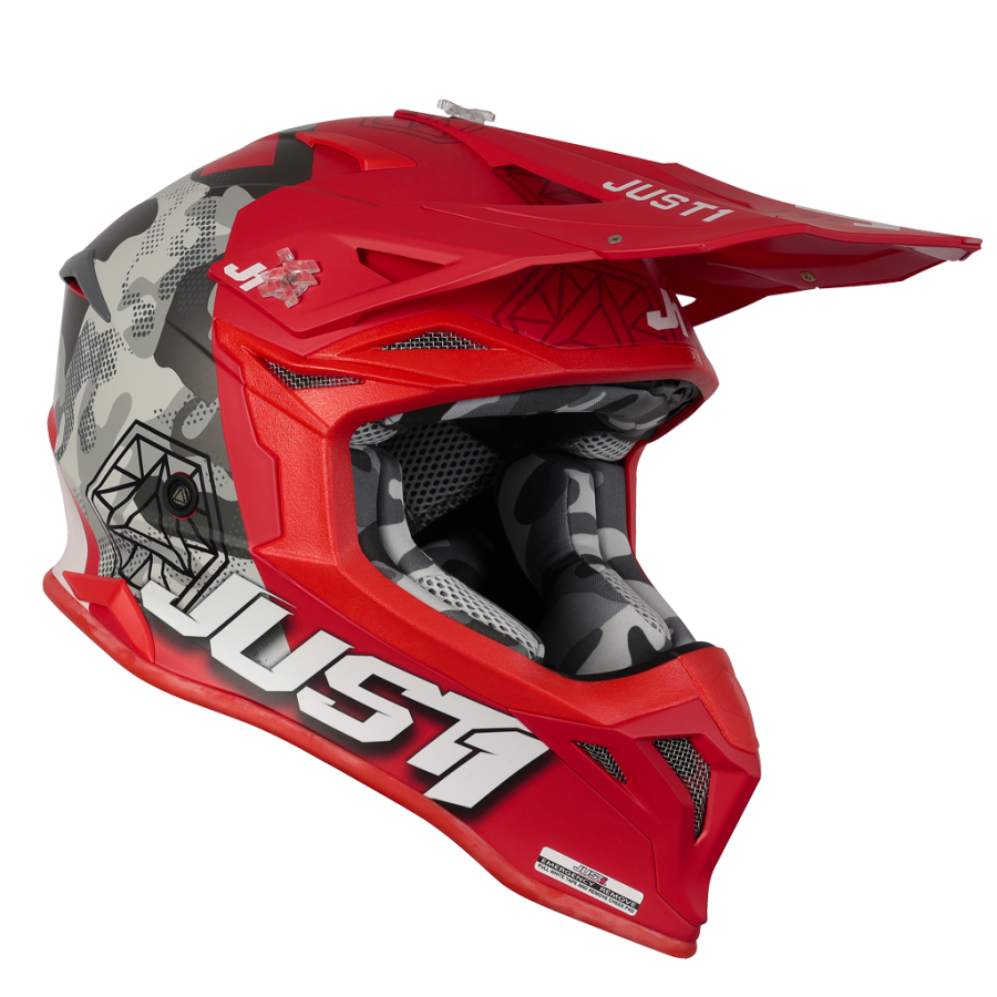 Casco offroad Just1 J39 Kinetic Camuflaje Negro / gris / rojo - Imagen 4