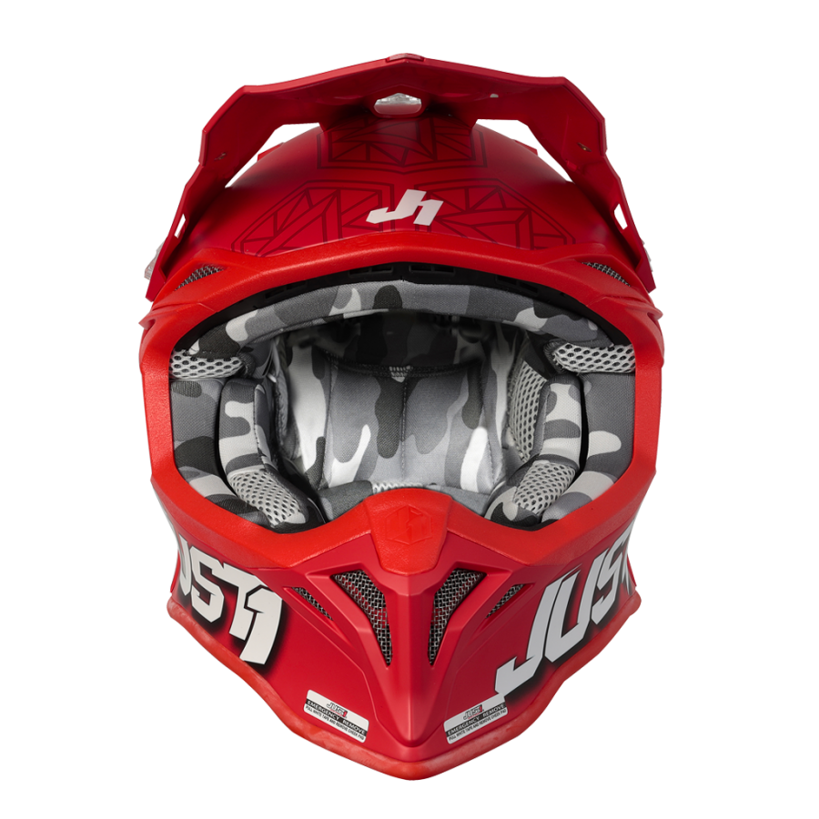 Casco offroad Just1 J39 Kinetic Camuflaje Negro / gris / rojo - Imagen 5