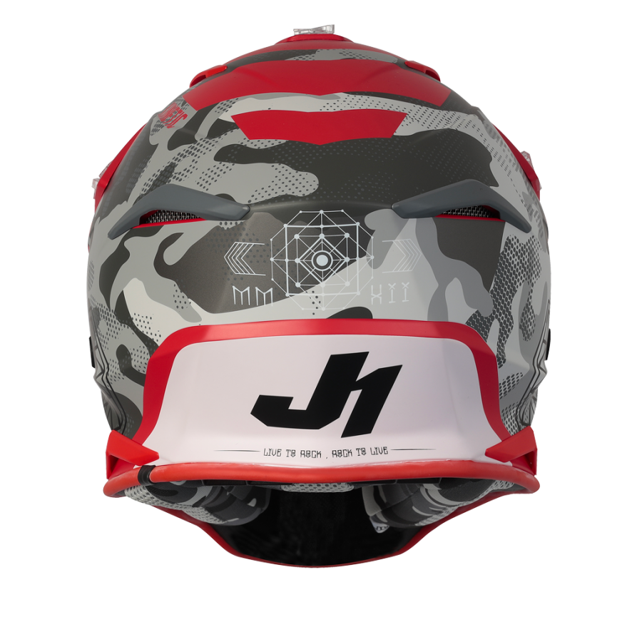 Casco offroad Just1 J39 Kinetic Camuflaje Negro / gris / rojo - Imagen 3