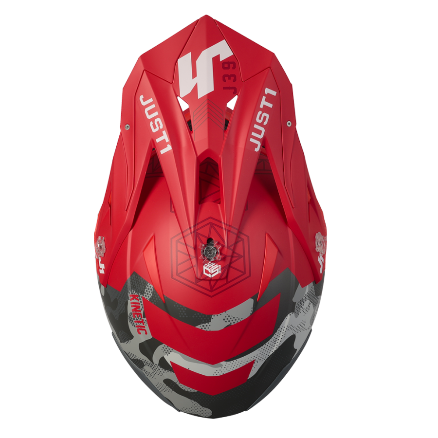Casco offroad Just1 J39 Kinetic Camuflaje Negro / gris / rojo - Imagen 2