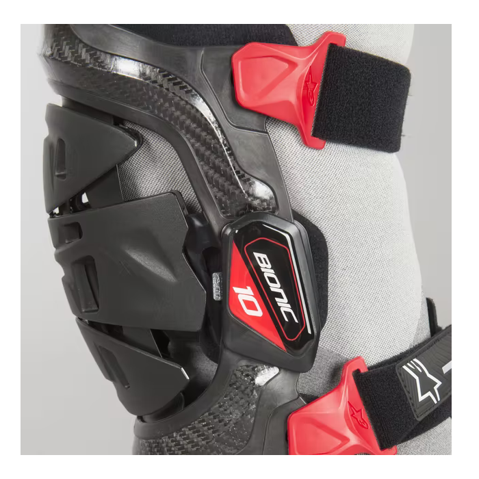 Rodillera Izquierda Alpinestars MX Bionic-10 Carbon Negro / Rojo - Imagen 5