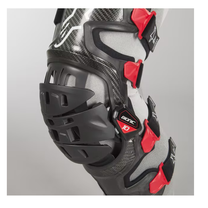 Rodillera Izquierda Alpinestars MX Bionic-10 Carbon Negro / Rojo - Imagen 2